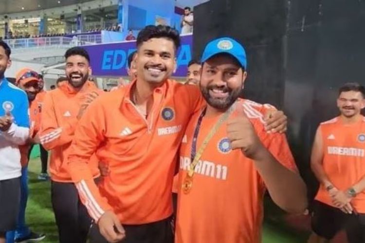 Rohit Sharma wins the ‘best fielder’s’ medal at the Eden Gardens